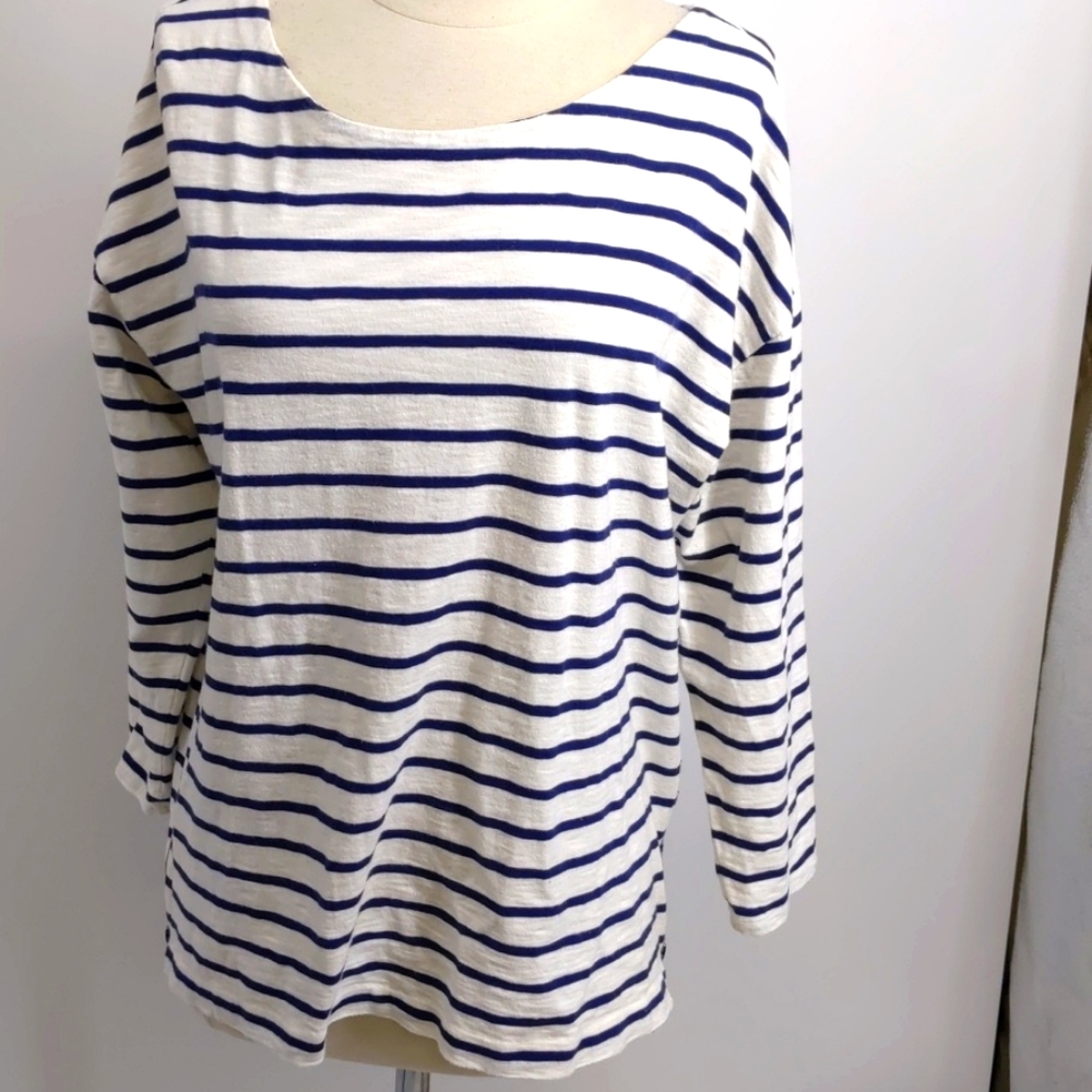 J. Crew navy/white striped shirt-sz XL